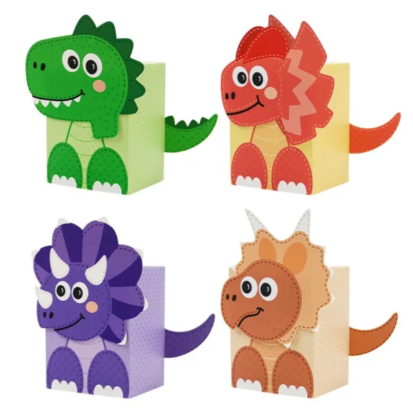 Cajas de Regalo de cartón con Forma de dinos 3D, especiales para celebraciones Infantiles, chuches y detalles o artículos artesanales temáticas de dinosaurios