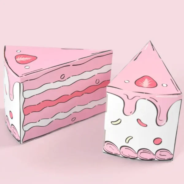 Cajas de cartón con forma de tarta dividida en trozos triangulares, hecha de Papel Ecológico en Forma de Pastel, Cajita para Dulces DIY
