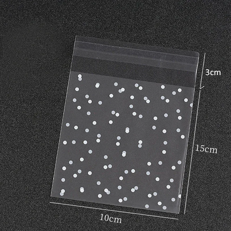 Bolsas de plástico transparente de celofán, autoadhesivas de lunares blancos - Imagen 10