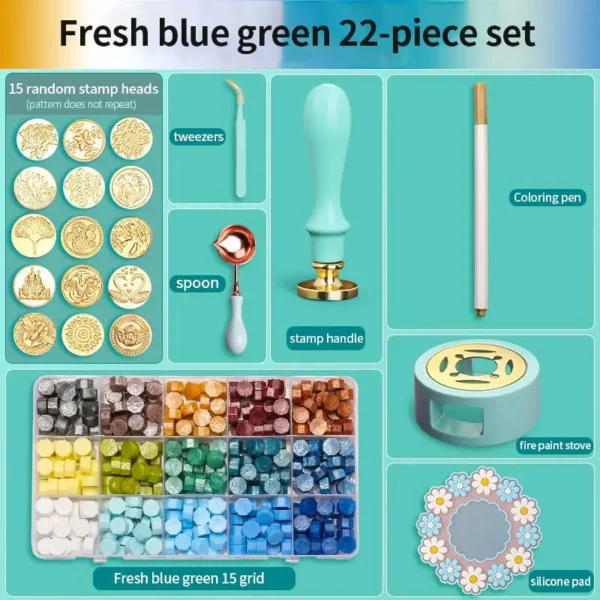 Juego de sellos de cera/lacre, Kit de cera de colores lacados