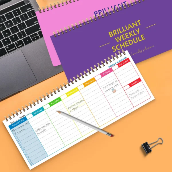 Agenda de espital en inglés con 60 hojas y 120 páginas, es planificador semanal y Bloc de notas con horario