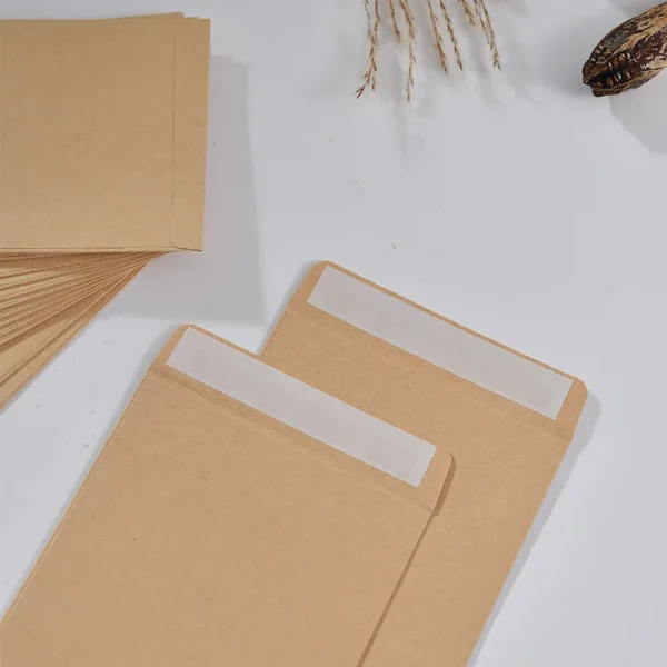 Sobre de papel Kraft de 20 piezas con cinta sellada autoadhesiva, bolsa para almacenamiento de documentos de oficina y facturas