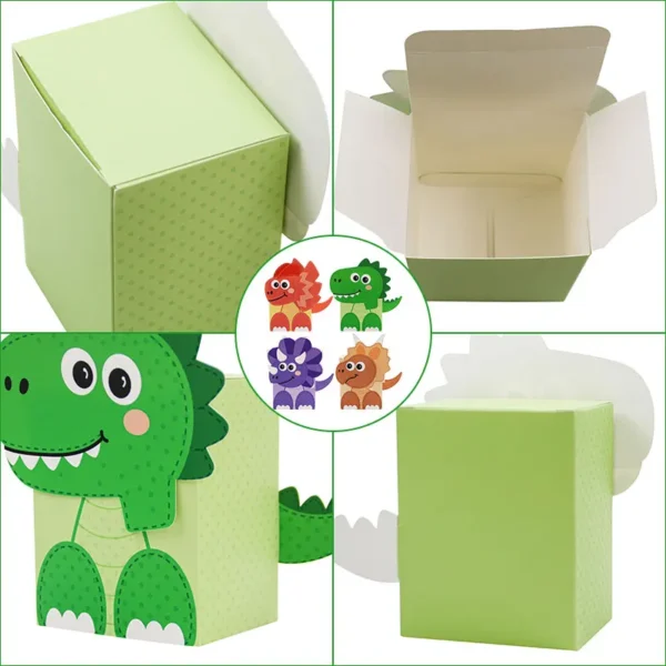 Cajas de Regalo de cartón con Forma de dinos 3D, especiales para celebraciones Infantiles, chuches y detalles o artículos artesanales temáticas de dinosaurios