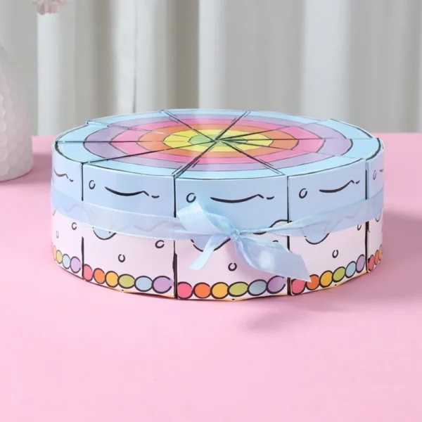 Cajas de cartón con forma de tarta dividida en trozos triangulares, hecha de Papel Ecológico en Forma de Pastel, Cajita para Dulces DIY