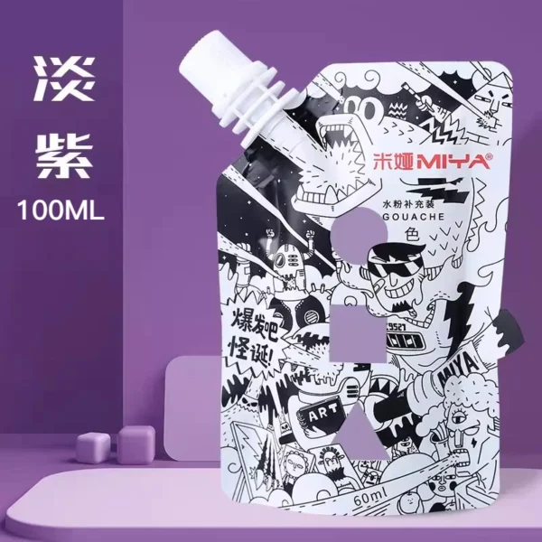 Pintura Gouache MIYA, paquete de recarga multicolor en bolsas de 100ml, pintura Gouache para estudiantes de arte, pintura Gouache resistente a la decoloración del color