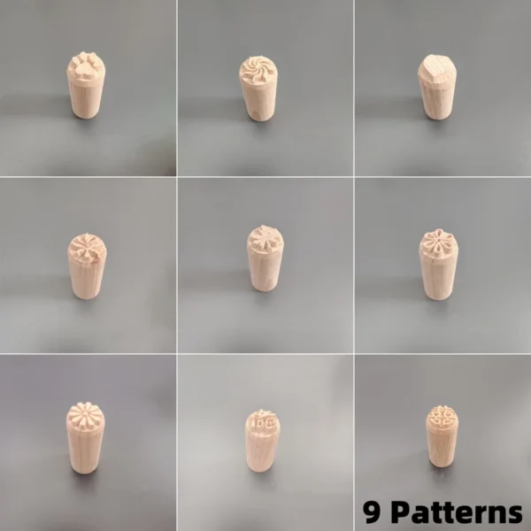 9 patrones de sellos de madera DIY, juego de sellos de arcilla de madera, herramienta casera, 1 ud.