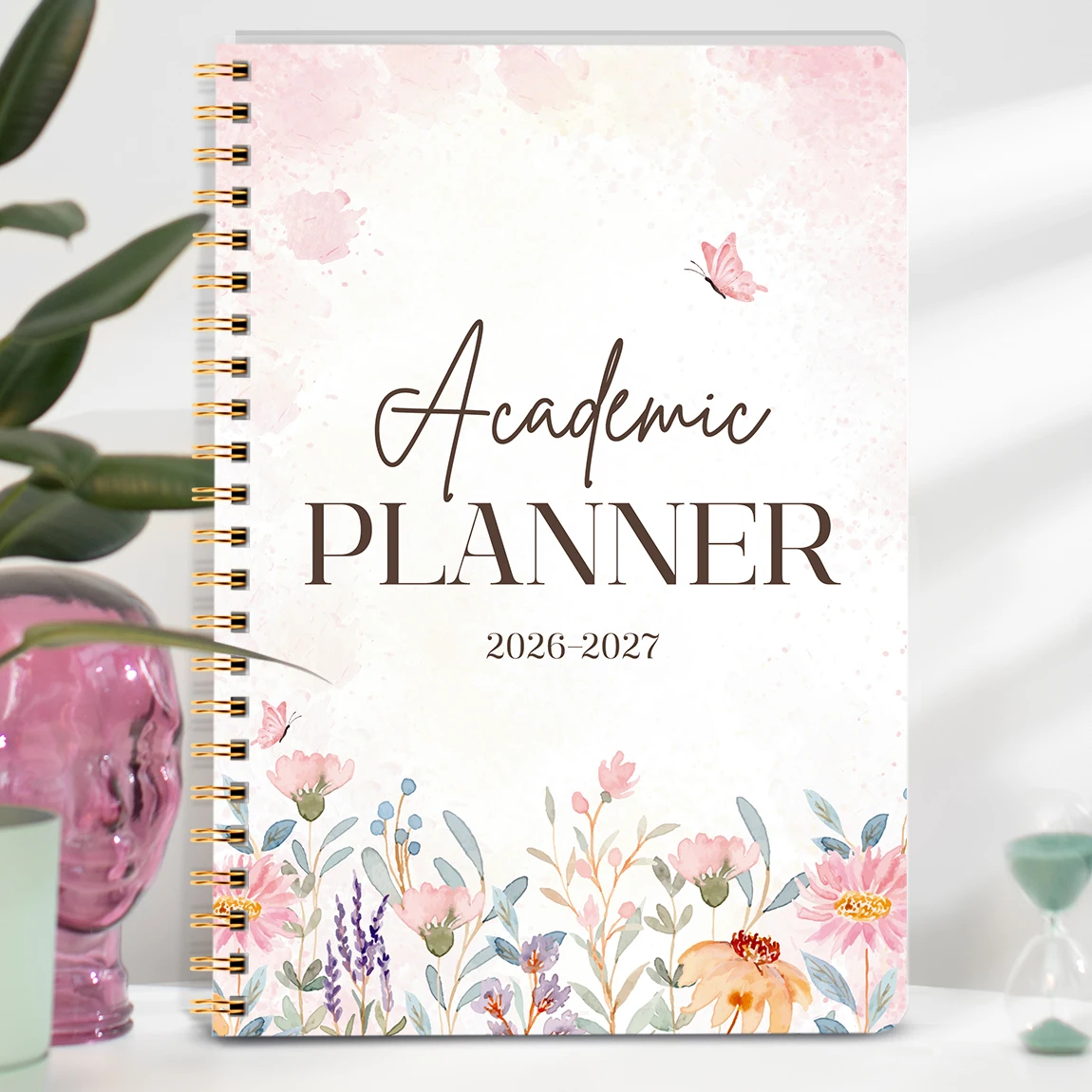 Planificador Académico 2026-2027, Cuaderno con Espiral y diseño de flores en tamaño A5, Calendario Mensual de 24 Meses con Notas, Organizador de tareas y actividades - Imagen 3