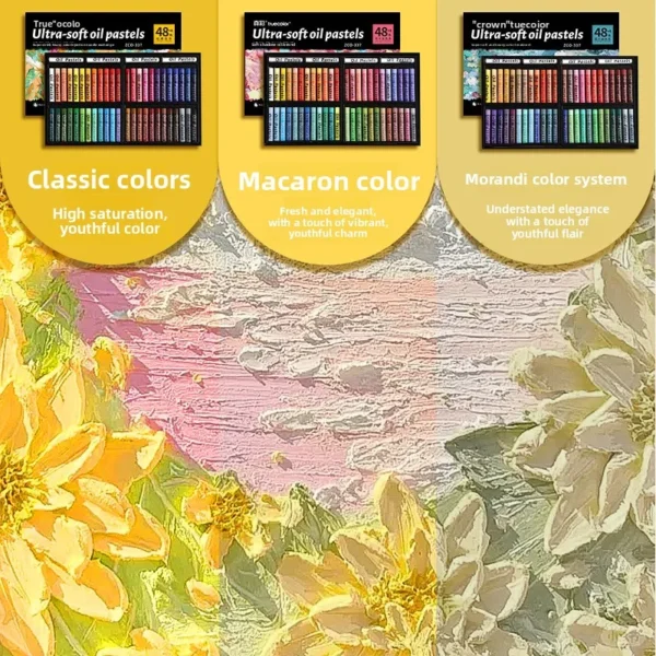 Crayones de Pastel al Óleo de 48 Colores, Textura de Óleo, Efecto 3D, No Tóxicos, Difuminables, para proyectos profesionales
