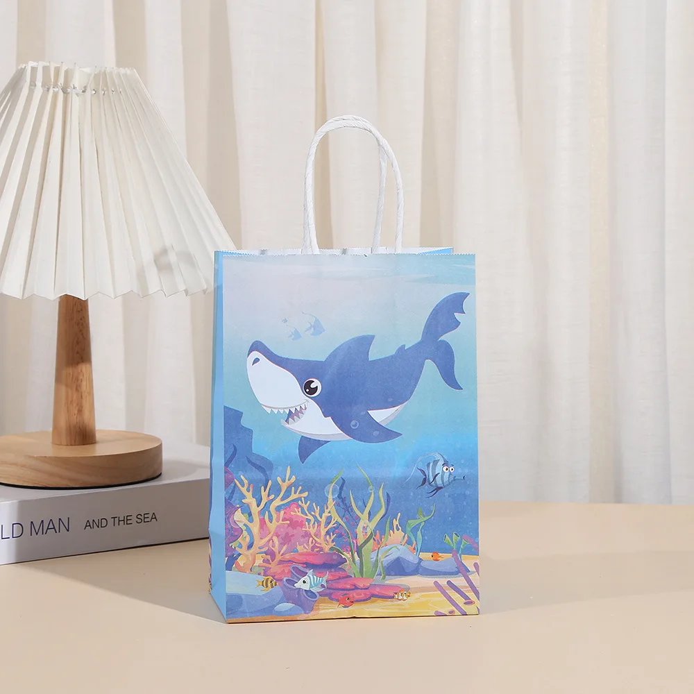 Bolsas de papel de regalo de papel con tematica de océano, de concha de sirena para decoraciones de cumpleaños, para detalles, galletas y dulces 6 uds. - Imagen 15