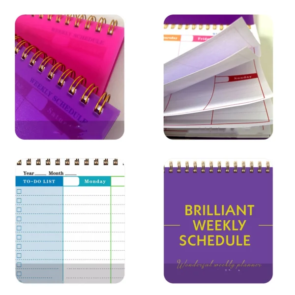 Agenda de espital en inglés con 60 hojas y 120 páginas, es planificador semanal y Bloc de notas con horario