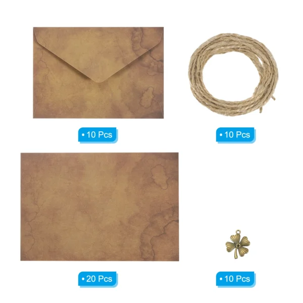 Juego de sobres Vintage para tarjetas, sobres con solapa de 150 G V y con letras de hoja de rosa