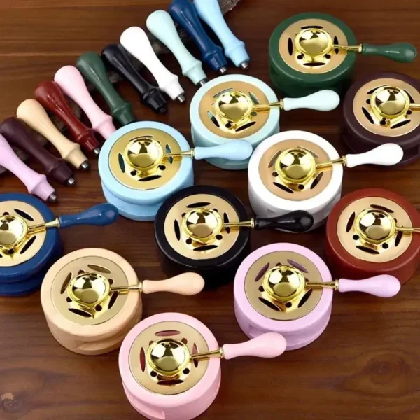 Juego de sellos de cera de sellado, sello de cera Vintage de madera maciza, Kit de estufa calefactora para tarjetas de invitación de boda, sobres, embalaje de regalo