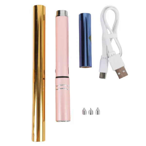 Juego de bolígrafos de aluminio, 4 puntas, mango de aleación de aluminio, 2 rollos de papel activados por calor, bolígrafo de espuma recargable USB versátil para álbum de recortes