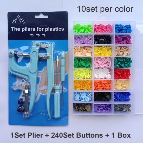 Juegos T5 broches de resina en forma de U, alicates de sujeción, Kit de botones y broches, botones de tela, herramienta de costura y manualidades DIY. 80/150/240/360