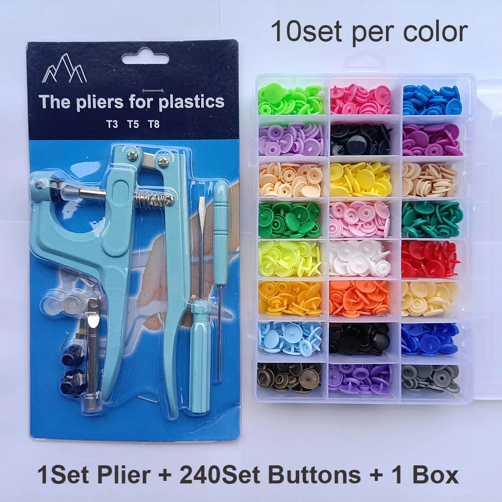 Juegos T5 broches de resina en forma de U, alicates de sujeción, Kit de botones y broches, botones de tela, herramienta de costura y manualidades DIY. 80/150/240/360 - Imagen 21