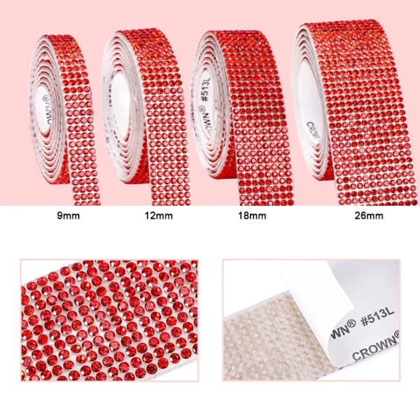 Cinta autoadhesiva de diamantes de imitación de cristal, pegatina de diamantes de imitación con purpurina para decoraciones y manualidades DIY