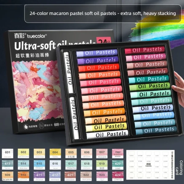 Crayones de Pastel al Óleo de 48 Colores, Textura de Óleo, Efecto 3D, No Tóxicos, Difuminables, para proyectos profesionales