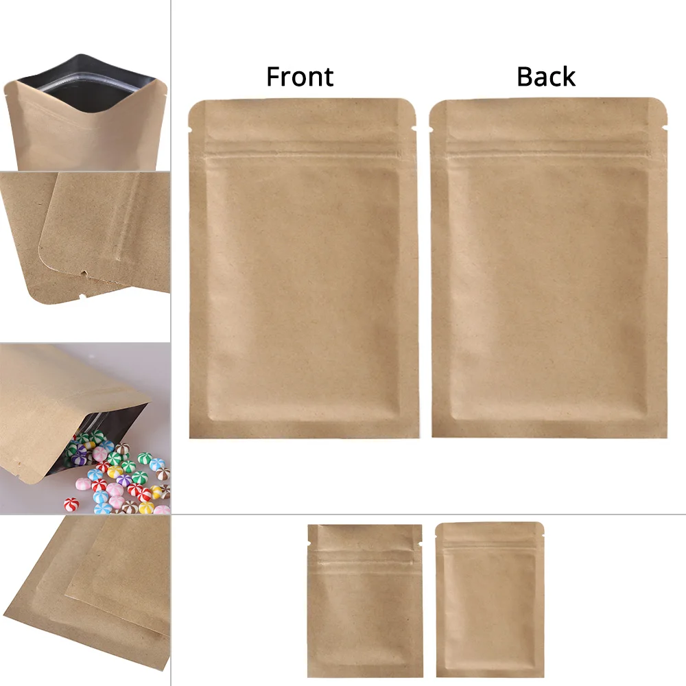 Bolsas de embalaje de papel kraft con cierre de cremallera y muesca de desgarro - Imagen 6