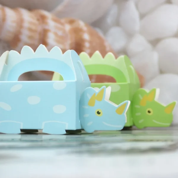Caja de cartón de dinosaurio verde y azul, caja para regalos, chuches, dulces y detalles, caja de embalaje, 10 Uds.