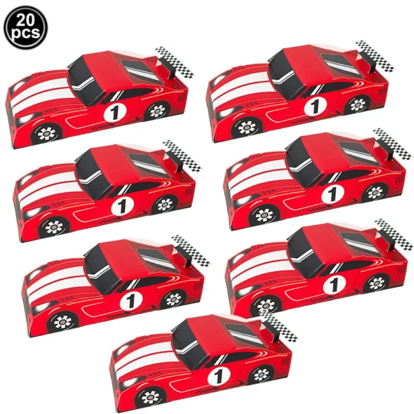 Caja de cartón y papel con diseño de coche de carreras, caja original de embalaje para regalos, 10/20 piezas