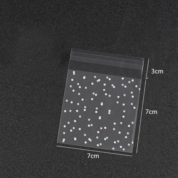 Bolsas de plástico transparente de celofán, autoadhesivas de lunares blancos