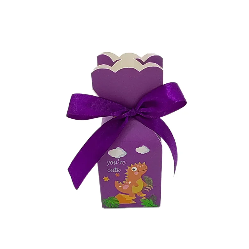 Caja de dulces de dibujos animados de dinosaurio, jarrón de cola de pez, caja de regalo, bolsas de embalaje para bebé con cinta, decoración para fiesta de boda y cumpleaños, 10 Uds. - Imagen 8