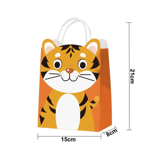 Bolsas de papel de animales de dibujos animados con asa para niños