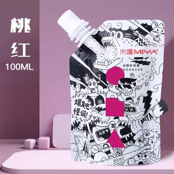 Pintura Gouache MIYA, paquete de recarga multicolor en bolsas de 100ml, pintura Gouache para estudiantes de arte, pintura Gouache resistente a la decoloración del color