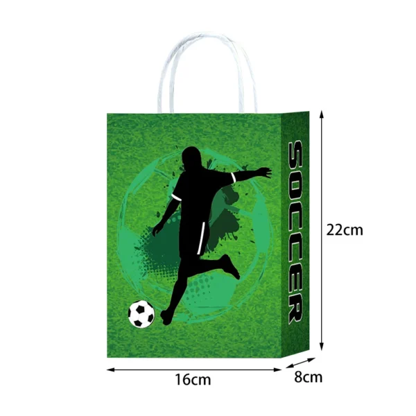Bolsas de papel con la temática de fútbol de con asas, bolsas de recuerdo de celebraciones, cumpleaños para chuches, detalles y  decoración deportiva