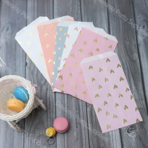 Bolsa de papel de regalo gruesa, pegatinas de puntos y corazón, para caramelos, dulces, chuches, detalles y galletas, bolsa de papel Kraft, bolsas artesanales 12 Uds.