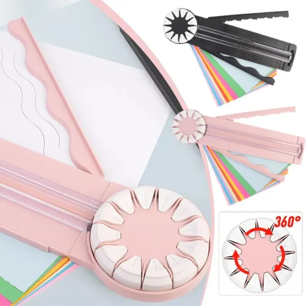 Cortador de papel portátil 12 en 1, herramienta de corte multifuncional con 12 cabezales de corte 360 °   Cabeza giratoria para cartulina