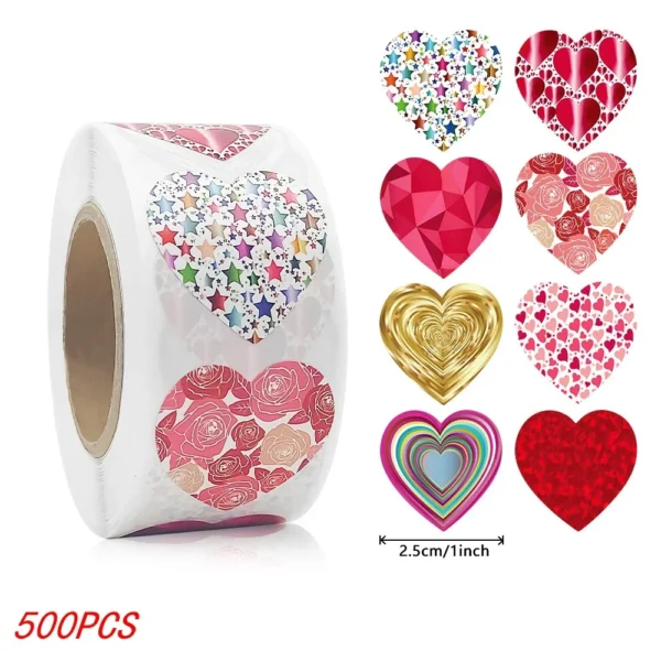 Pegatinas de corazón rojo, para decoraciones de tarjetas, embalajes, packaging, para sellos de sobre, decorativa de amor