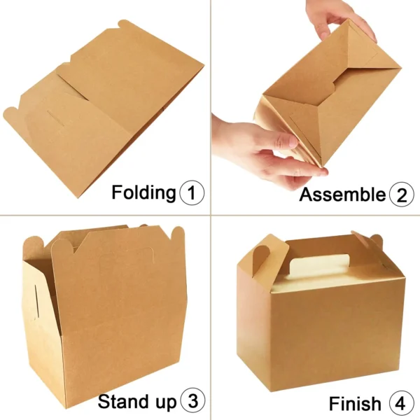 Cajas de cartón tipo lunch, tamaño Grandes con Asas, Cajas de Papel Reciclables