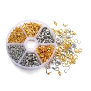 210-400 unids/caja Kits de fabricación de joyas cierre de langosta anillos abiertos extremo engarzadores caja de cuentas hecha a mano DIY pulsera collar hallazgos