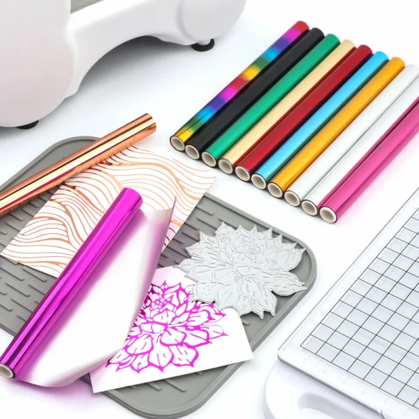 Pack Arco Iris de 12 unidades y 15cm x 1,3 m, 12 rollos de láminas de foil para aplicar en caliente, activadas por calor, para manualidades DIY y tarjetas de álbum scrapbooking