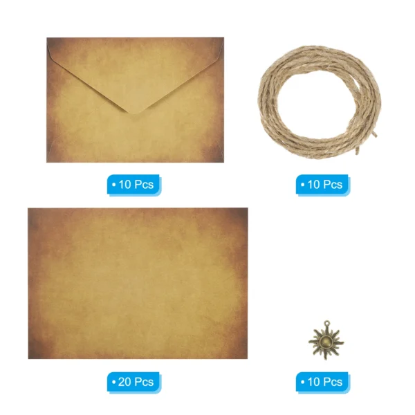 Juego de sobres Vintage para tarjetas, sobres con solapa de 150 G V y con letras de hoja de rosa