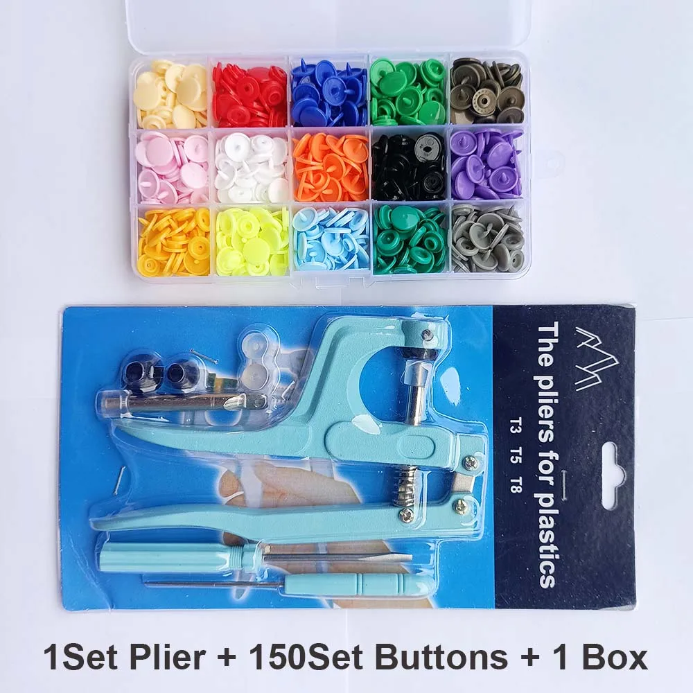 Juegos T5 broches de resina en forma de U, alicates de sujeción, Kit de botones y broches, botones de tela, herramienta de costura y manualidades DIY. 80/150/240/360 - Imagen 19