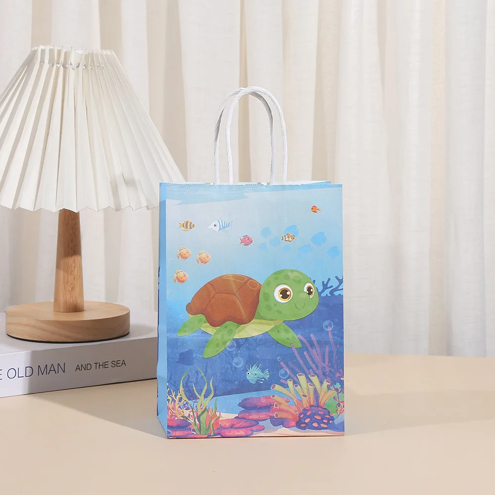 Bolsas de papel de regalo de papel con tematica de océano, de concha de sirena para decoraciones de cumpleaños, para detalles, galletas y dulces 6 uds. - Imagen 13