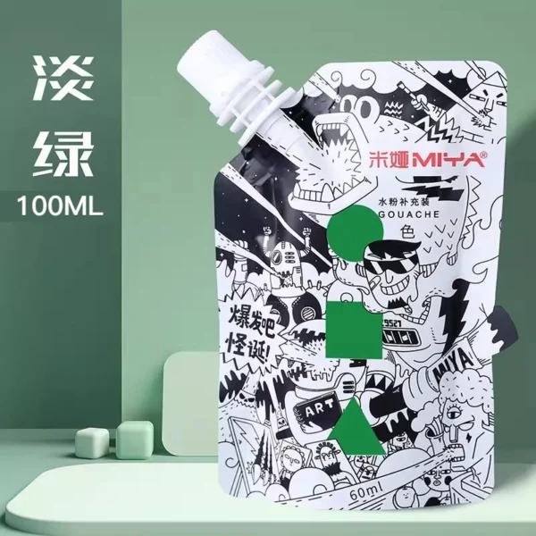 Pintura Gouache MIYA, paquete de recarga multicolor en bolsas de 100ml, pintura Gouache para estudiantes de arte, pintura Gouache resistente a la decoloración del color
