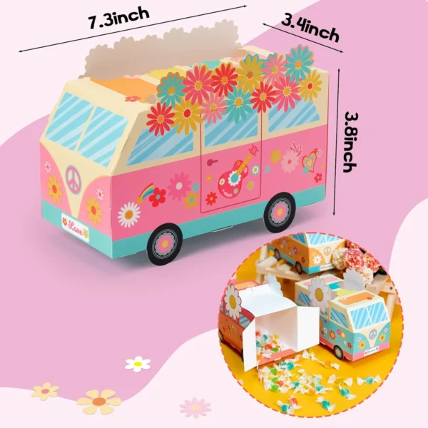 Cajas de carton recuerdo de autobús de la paz tematica Hippie, caja de regalo, 12/24 Uds.