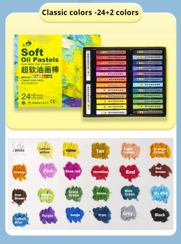 Pastel al óleo super suave profesional, 24/36/48 colores, pasteles suaves blancos de artista para pintar