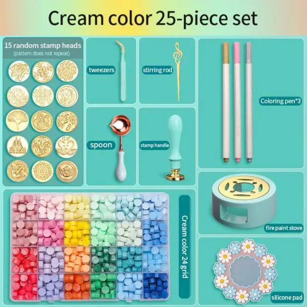 Juego de sellos de cera/lacre, Kit de cera de colores lacados