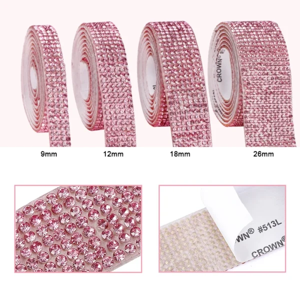 Cinta autoadhesiva de diamantes de imitación de cristal, pegatina de diamantes de imitación con purpurina para decoraciones y manualidades DIY