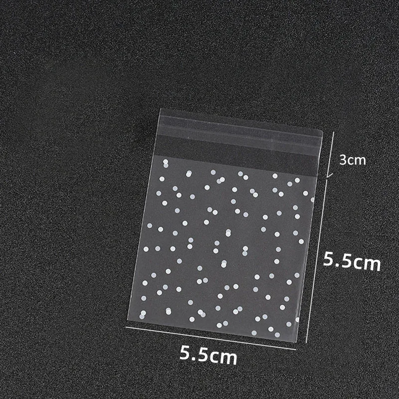 Bolsas de plástico transparente de celofán, autoadhesivas de lunares blancos - Imagen 6