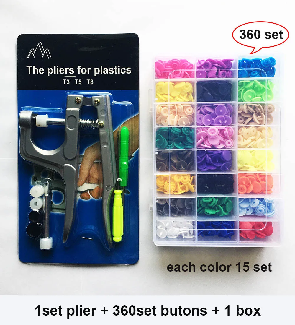 Juegos T5 broches de resina en forma de U, alicates de sujeción, Kit de botones y broches, botones de tela, herramienta de costura y manualidades DIY. 80/150/240/360 - Imagen 12