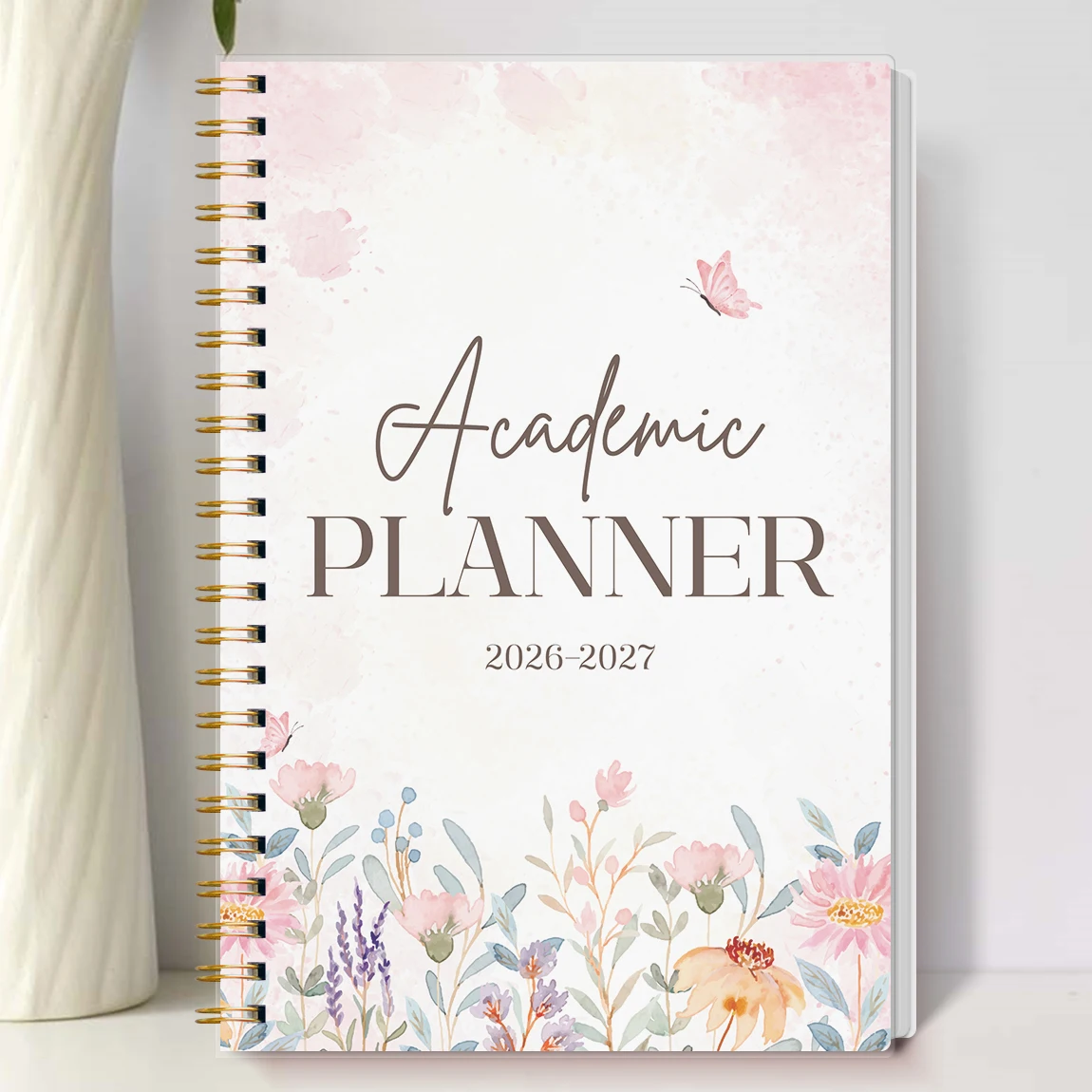 Planificador Académico 2026-2027, Cuaderno con Espiral y diseño de flores en tamaño A5, Calendario Mensual de 24 Meses con Notas, Organizador de tareas y actividades - Imagen 7