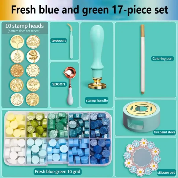 Juego de sellos de cera/lacre, Kit de cera de colores lacados