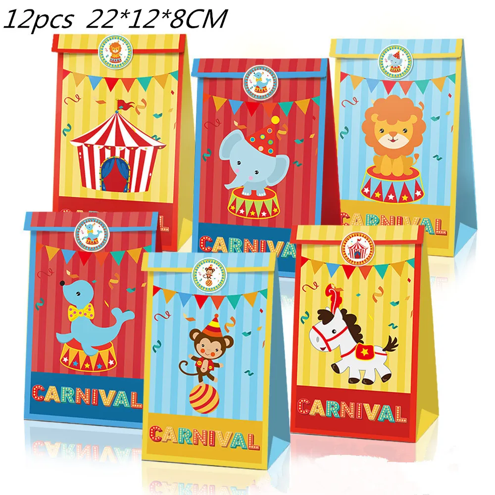 Bolsas de regalos para fiesta de cumpleaños con animales de circo - Imagen 7
