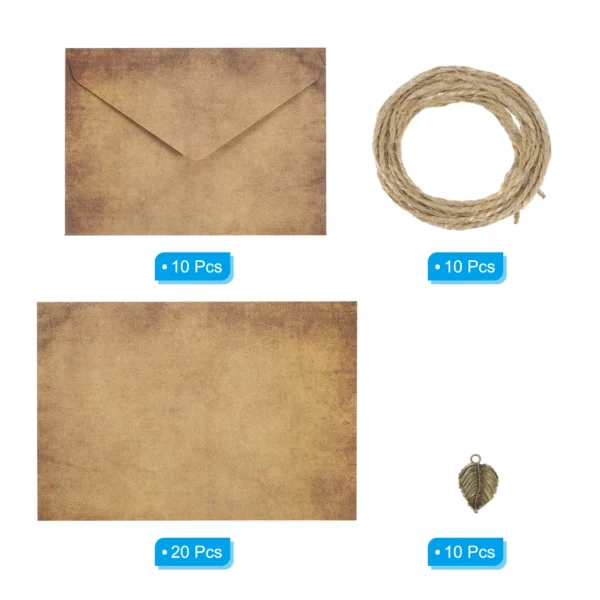 Juego de sobres Vintage para tarjetas, sobres con solapa de 150 G V y con letras de hoja de rosa