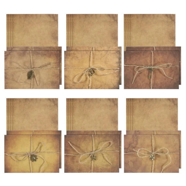 Juego de sobres Vintage para tarjetas, sobres con solapa de 150 G V y con letras de hoja de rosa